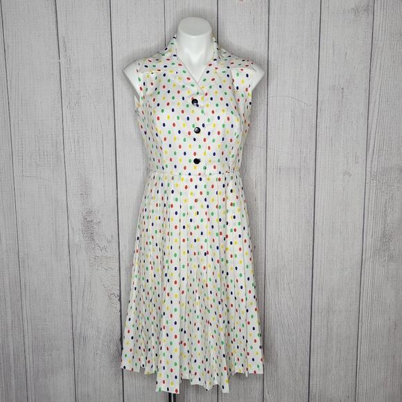 Vintage Rainbow Polka Dot 2 Piece Set, Dress and Matching Jacket - Picture 5 of 11